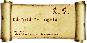 Káplár Ingrid névjegykártya